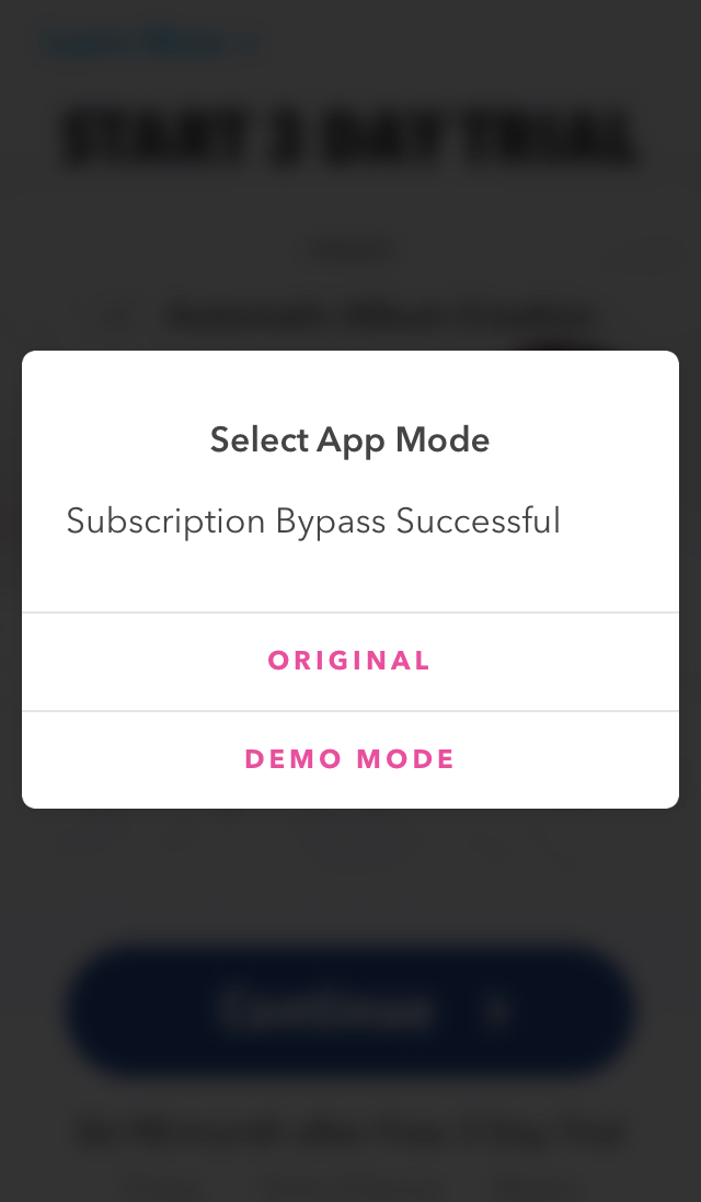 Select App Mode popup